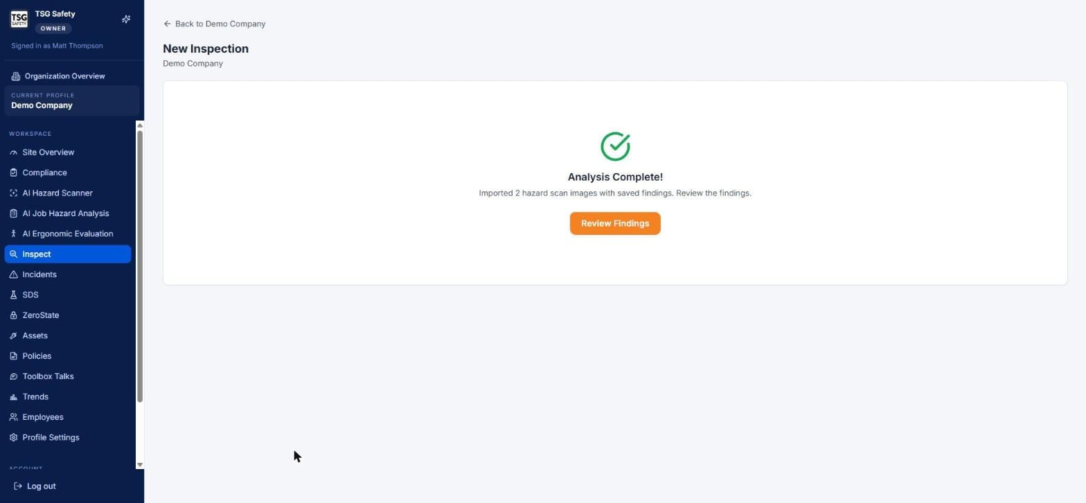 Analysis Complete confirmation with a Review Findings button