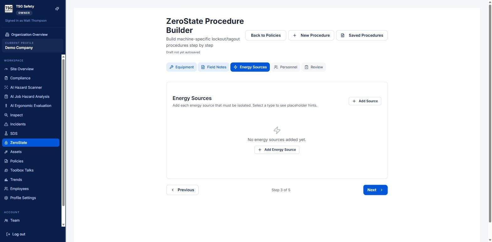 The Energy Sources step of the builder with an Add Energy Source button